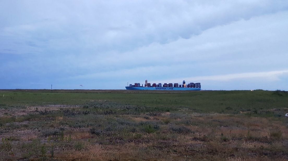 Deense containerreus torent hoog boven Zeeuwse duinen uit