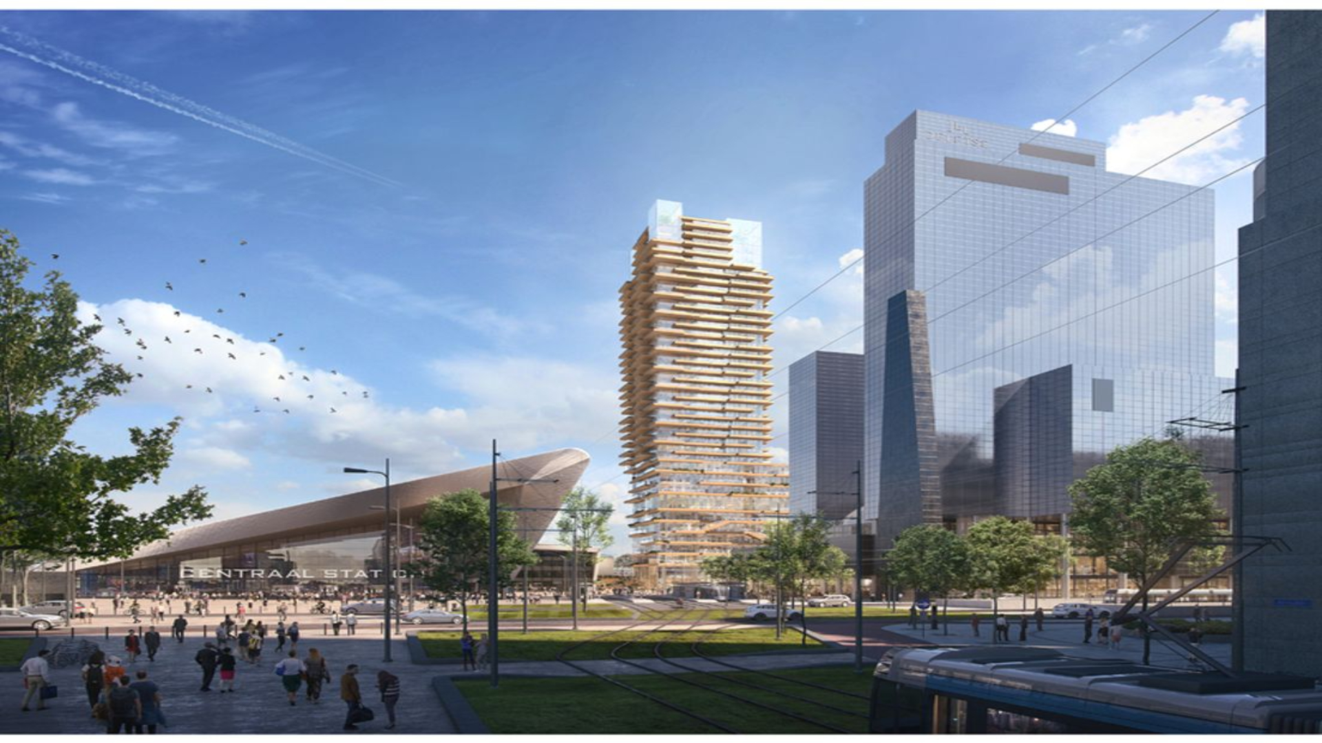 Een impressie van de wolkenkrabber Treehouse in Rotterdam.