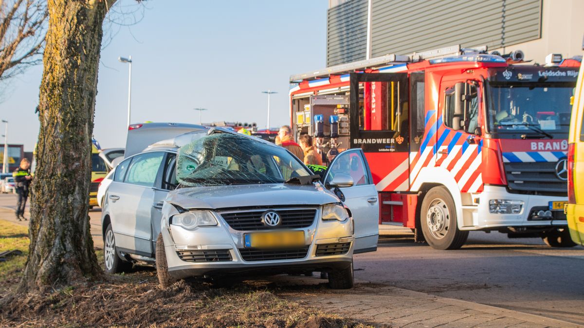 Auto botst tegen boom in Utrecht