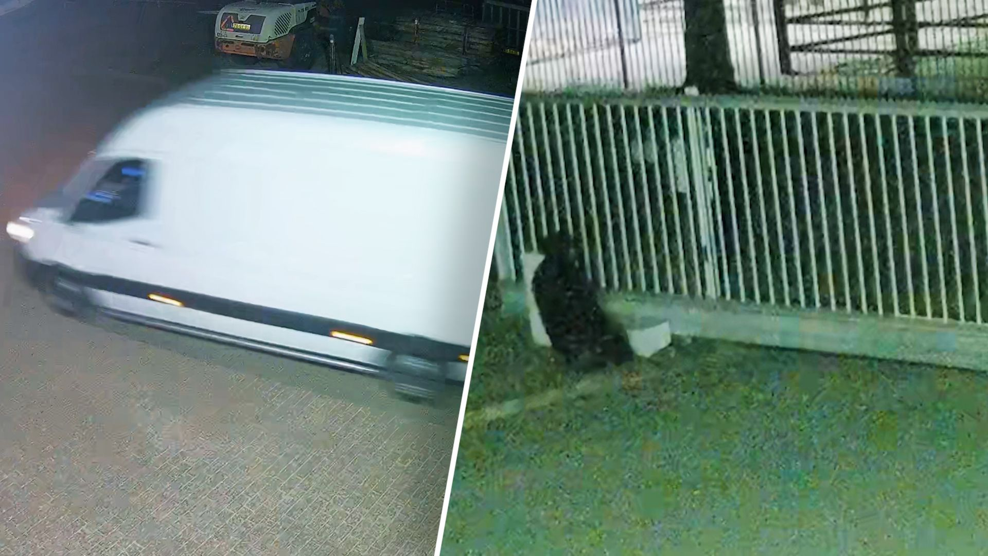 Het witte busje en een van de verdachten.