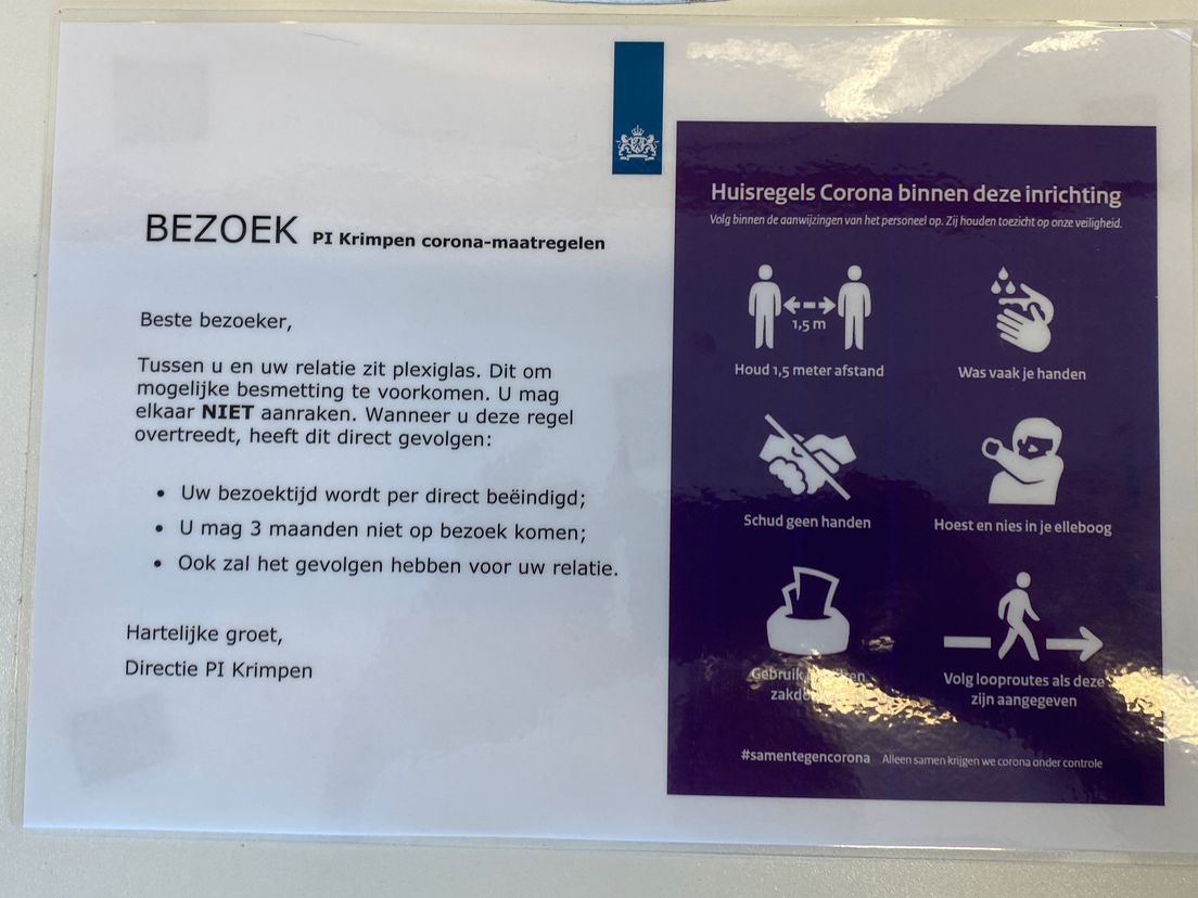 Instructie voor bezoekers aan gevangenis in Krimpen