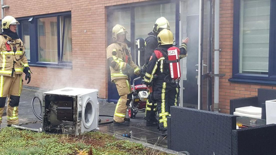 Wasmachine in brand in Hengelo