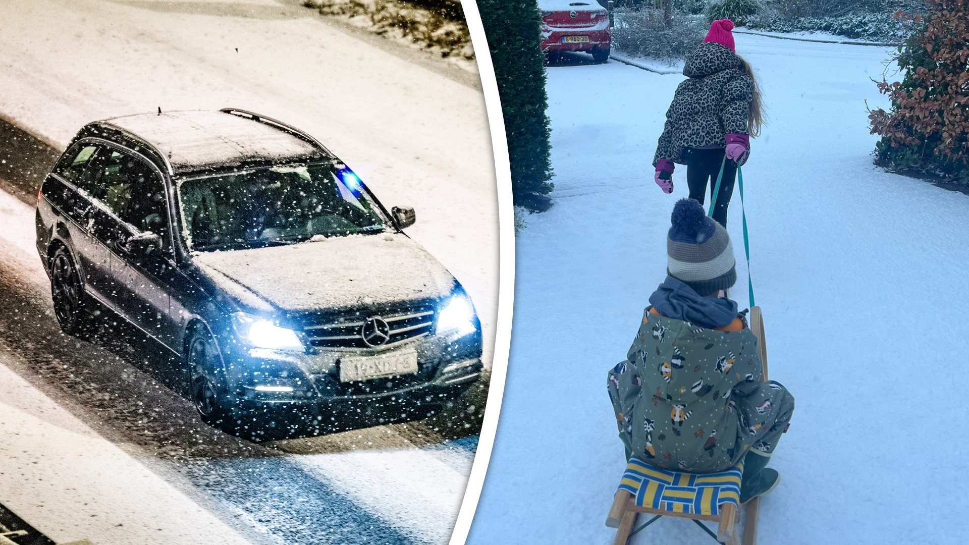 De sneeuw zorgt voor witte wegen, maar ook voor sneeuwpret in de regio.