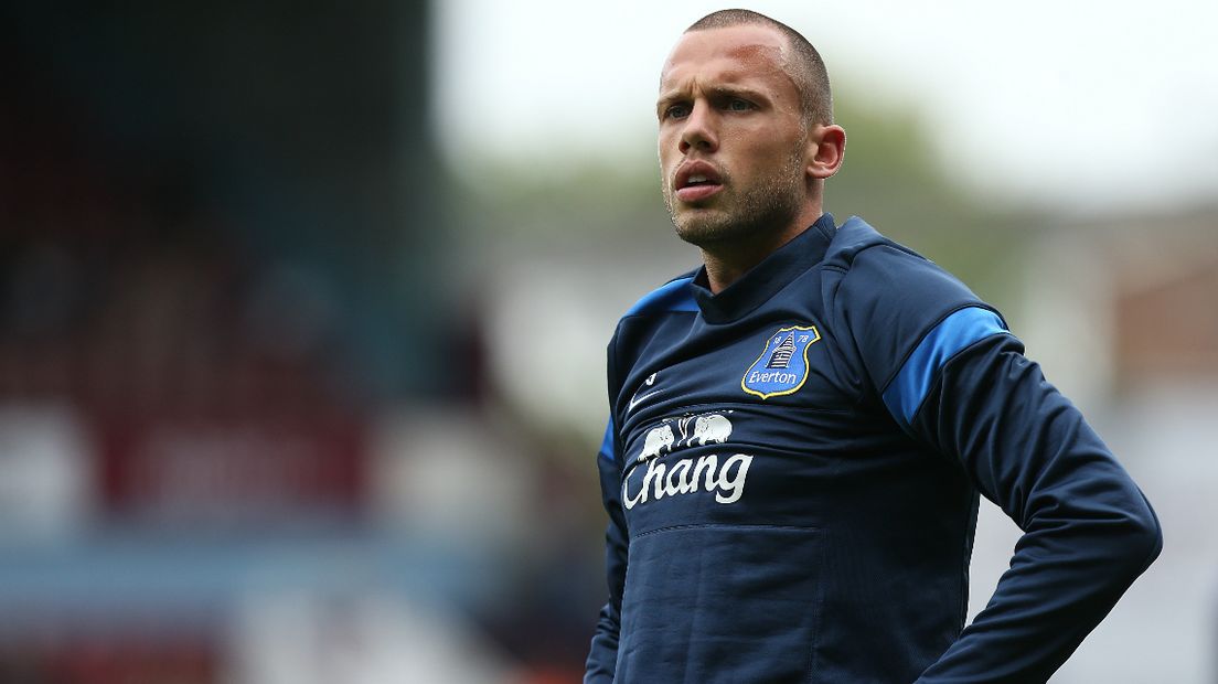 John Heitinga tijdens West Ham - Everton