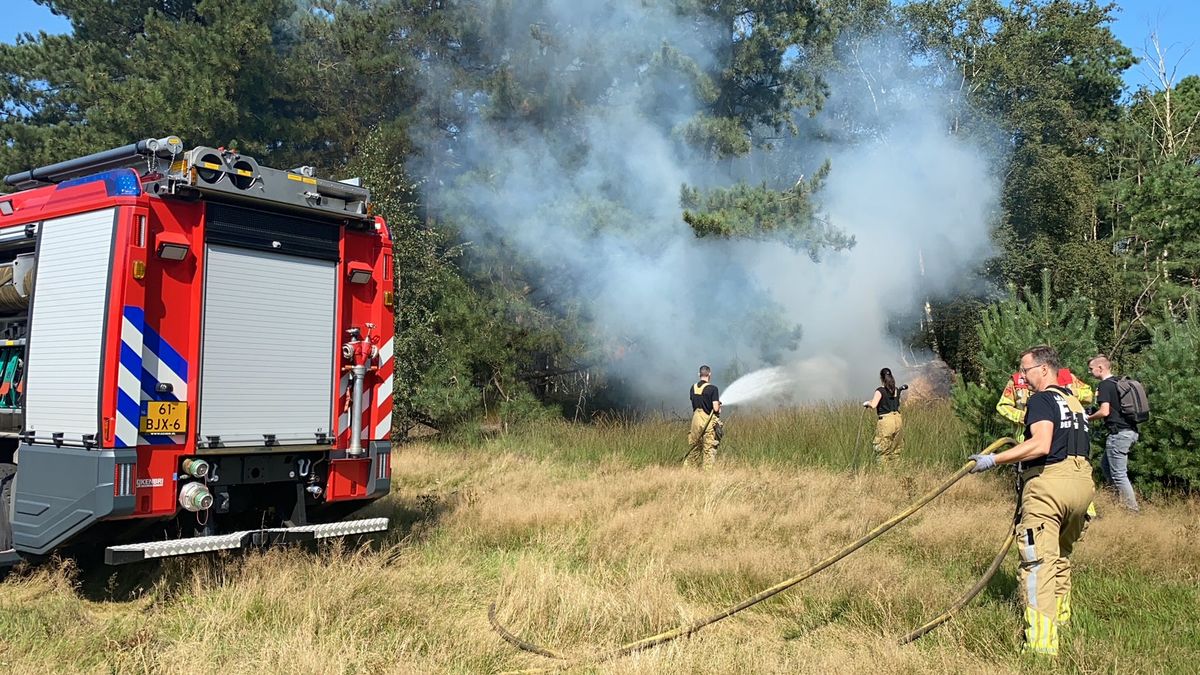 Stuk hei in Vredepeel gaat in vlammen op