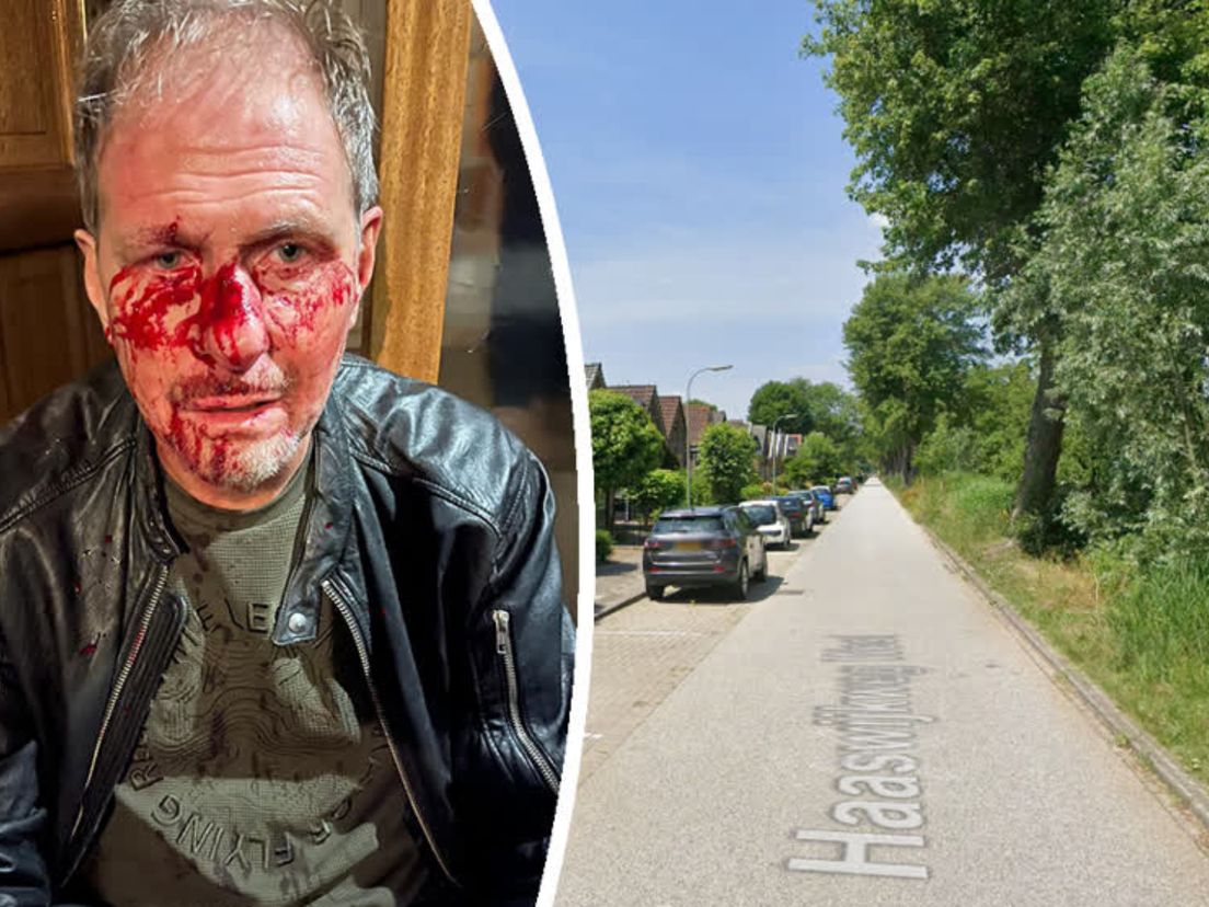 Van der Net onder het bloed, rechts de plek des onheils.