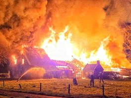 Uitslaande brand in woonboerderij met rieten dak in Zuidwolde