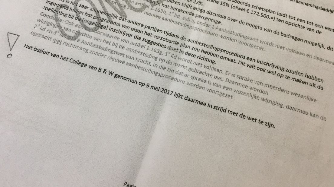 Het intern gelekte document over het overtreden van de aanbestedingswet