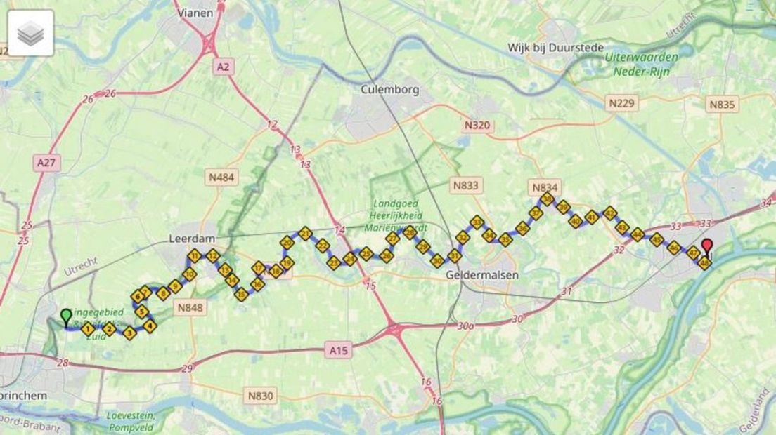 Route via afstandmeten.nl