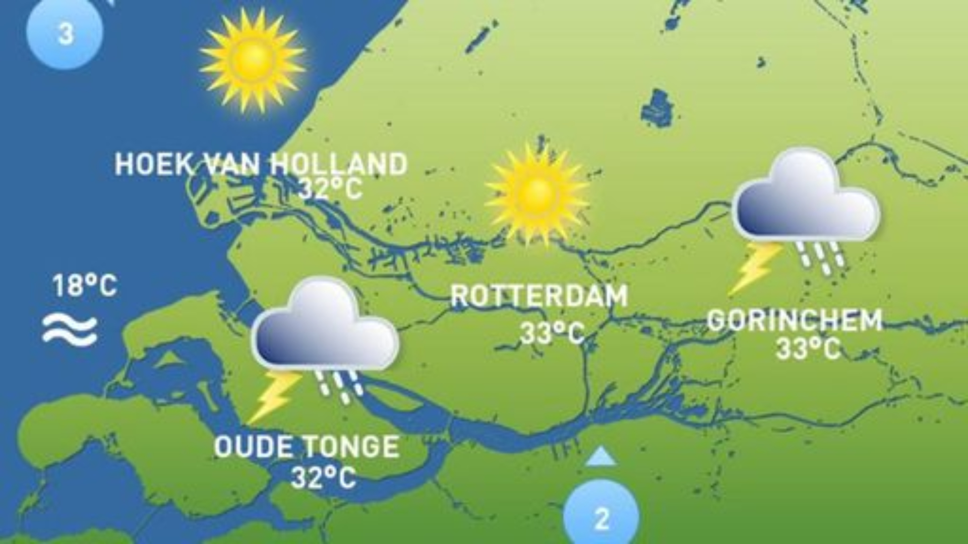 Het weerbeeld van vrijdag 19 juni.