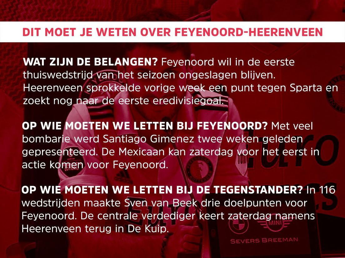 Dit moet je weten over Feyenoord-Heerenveen