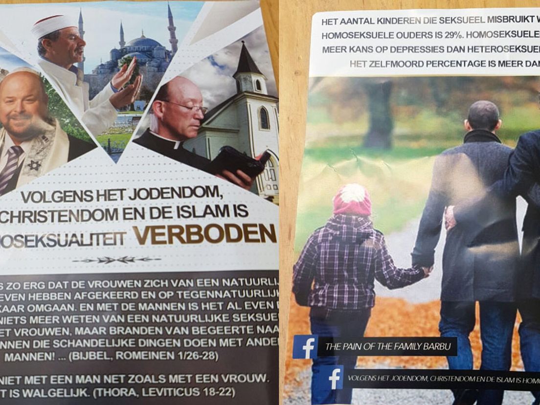 De 'homohaatflyer' die werd verspreid in Amsterdam