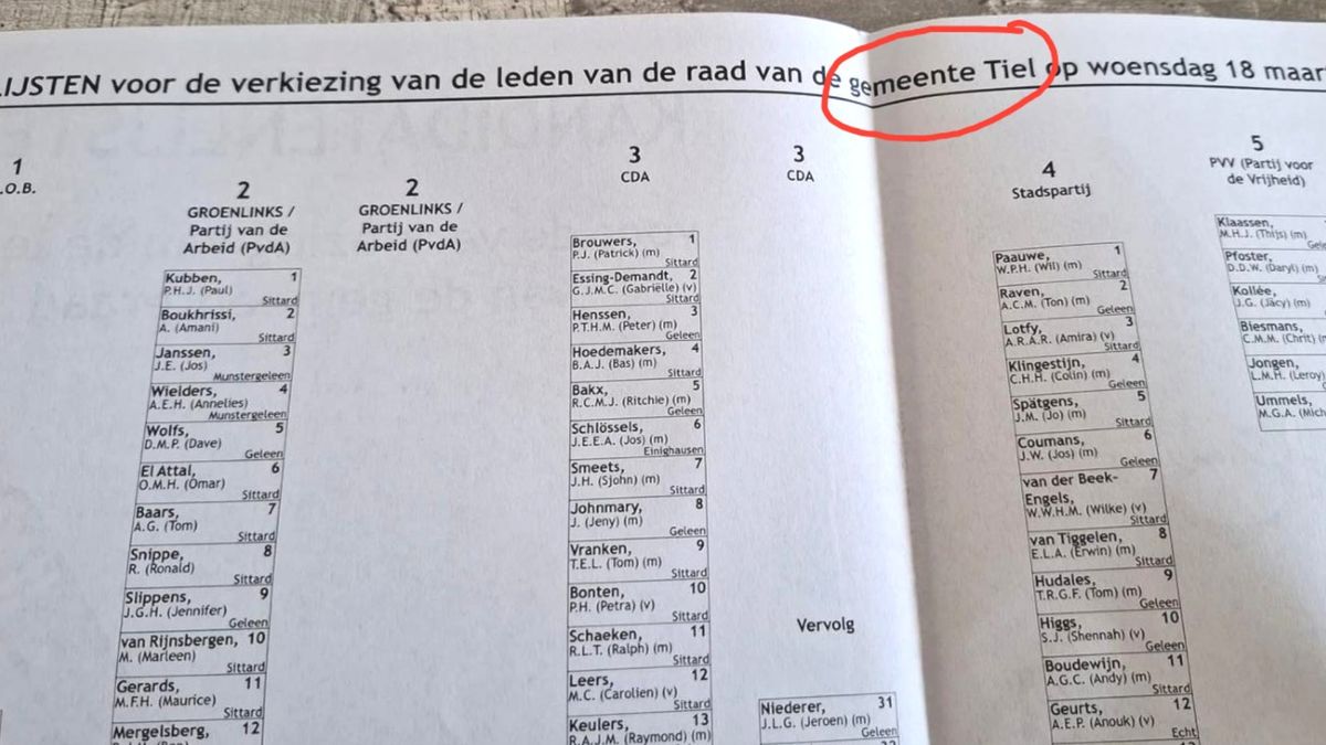 Sittard-Geleen krijgt kandidatenlijst in de bus - of is het die van Tiel?