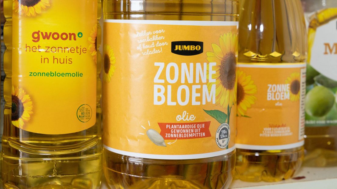 Zonnebloemolie in de supermarkt