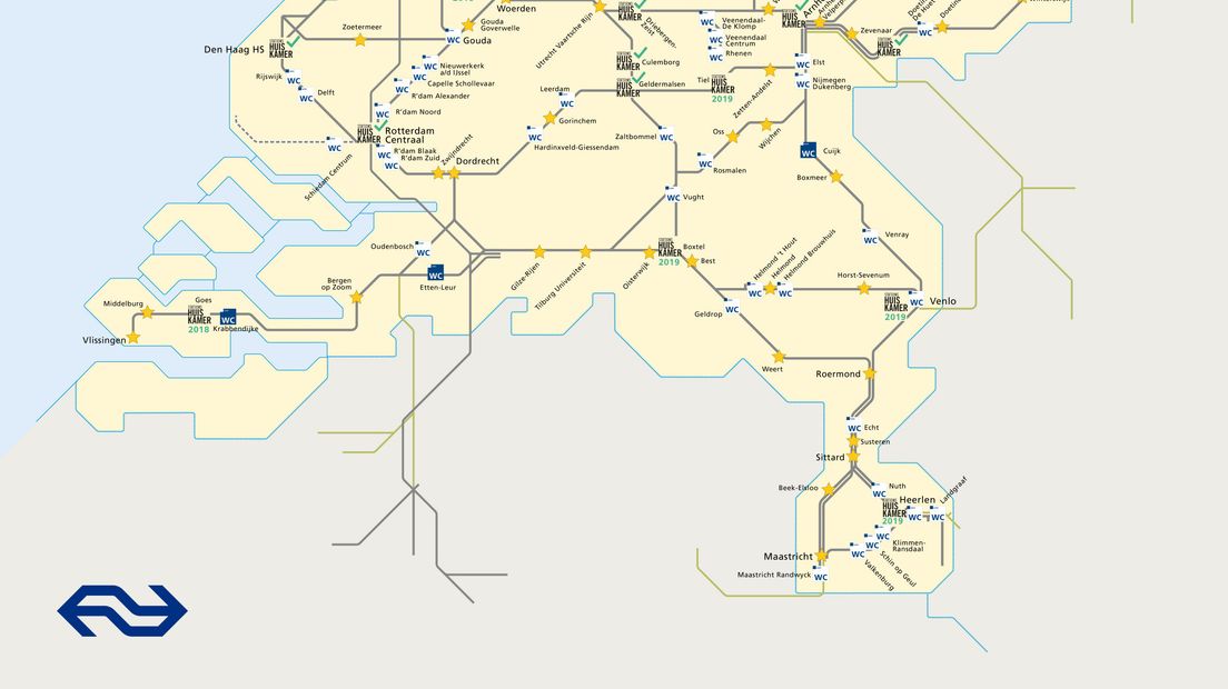 Op de kaart staat welke stations de komende jaren worden aangepakt