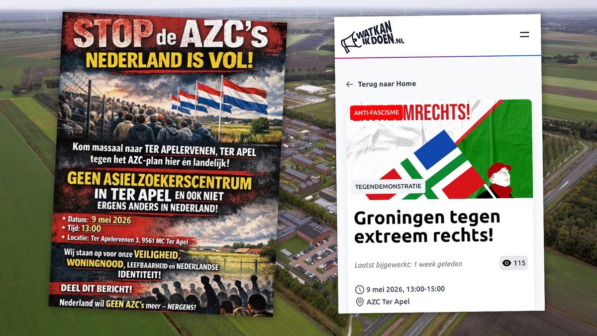 Gelijktijdige demonstraties van extreem rechts en links bij aanmeldcentrum Ter Apel