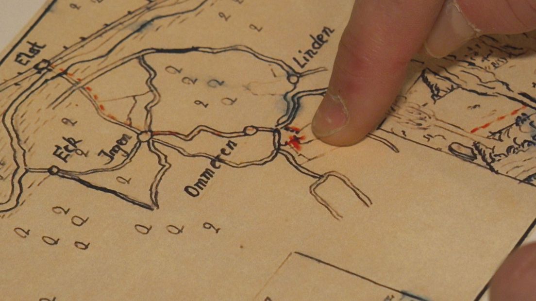 Op de kaart staat een grote rode X getekend in Ommeren.