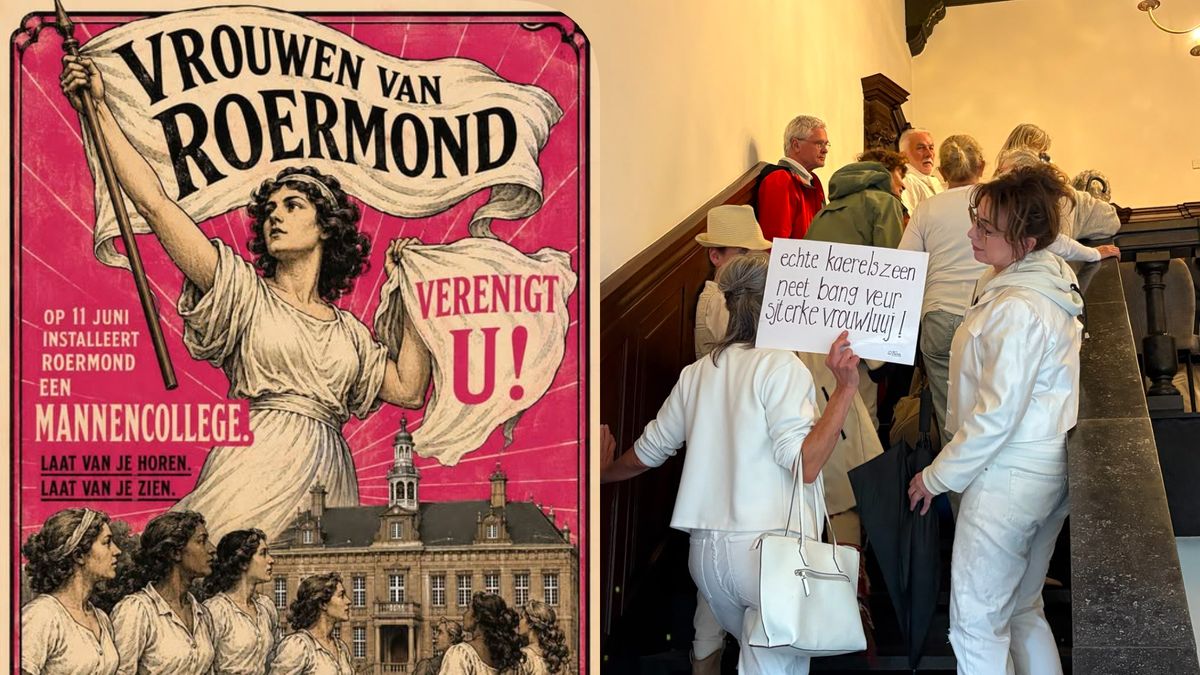 Gemeentehuis Roermond kleurt gedeeltelijk wit tijdens de installatie van wethouders