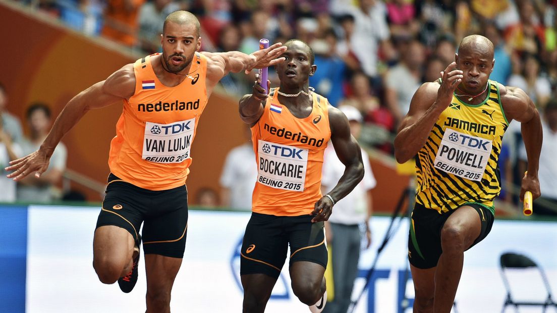 Patrick van Luijk en Solomon Bockarie op de WK 2015 in Peking.
