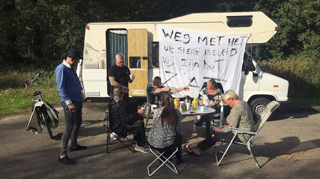 Woonwagenbewoners protesteren in Enschede