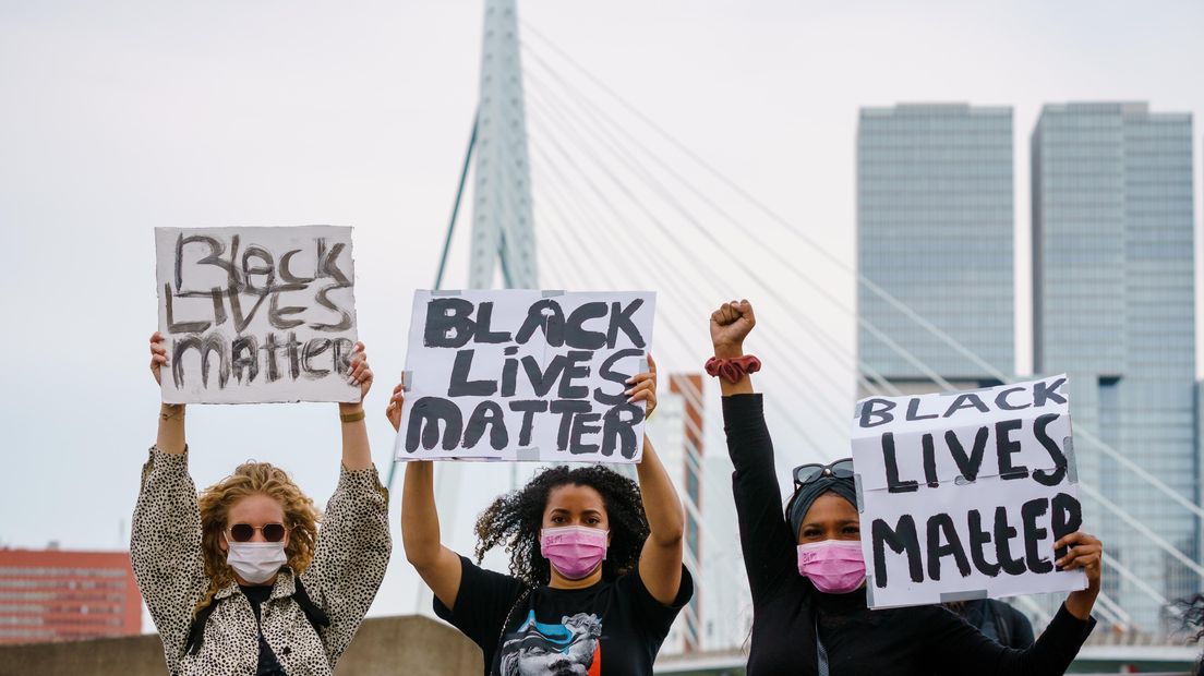 Het protest in Rotterdam.