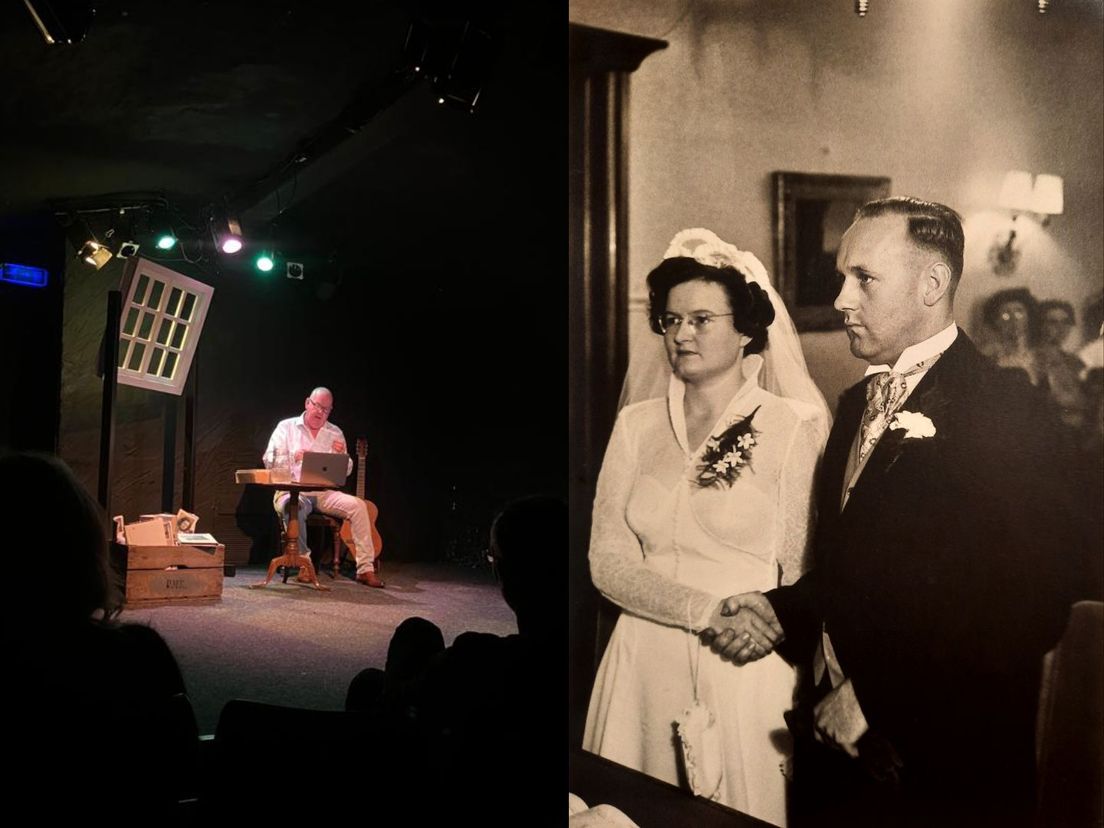 Rik Hoogendoorn vertelt in het theater over zijn ouders Miep en Jan, die in 1953 met elkaar in het huwelijk traden.