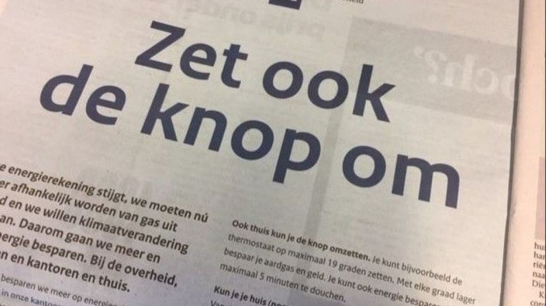 De advertentie in een van de kranten, afgelopen zaterdag.