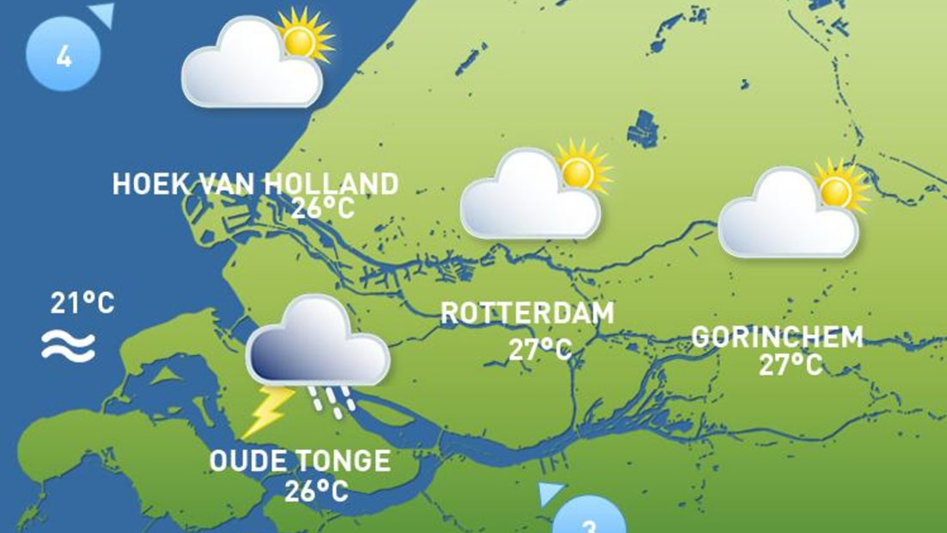 Het weerbeeld van vrijdag 27 augustus