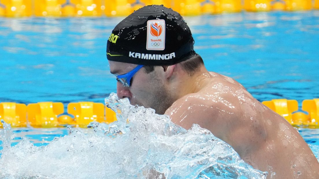 Arno Kamminga tijdens de series op de 200 meter schoolslag
