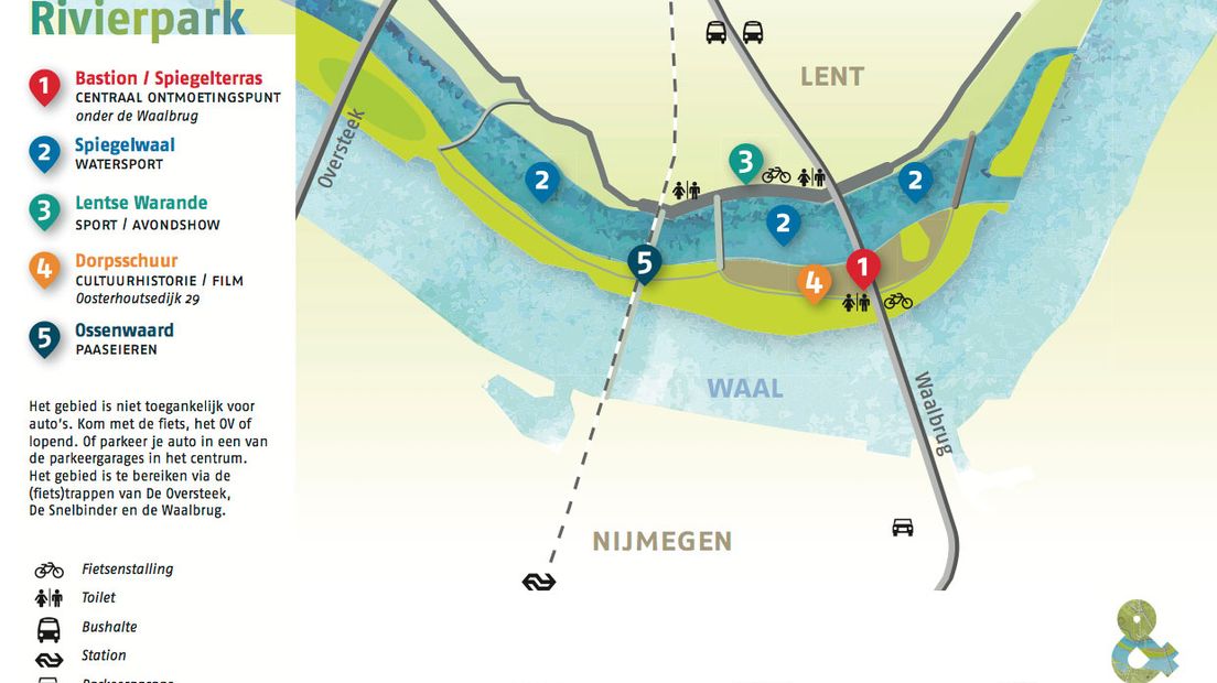 Nijmegen belooft 's avonds een spetterende lichtshow bij de opening van het rivierpark op Tweede Paasdag.