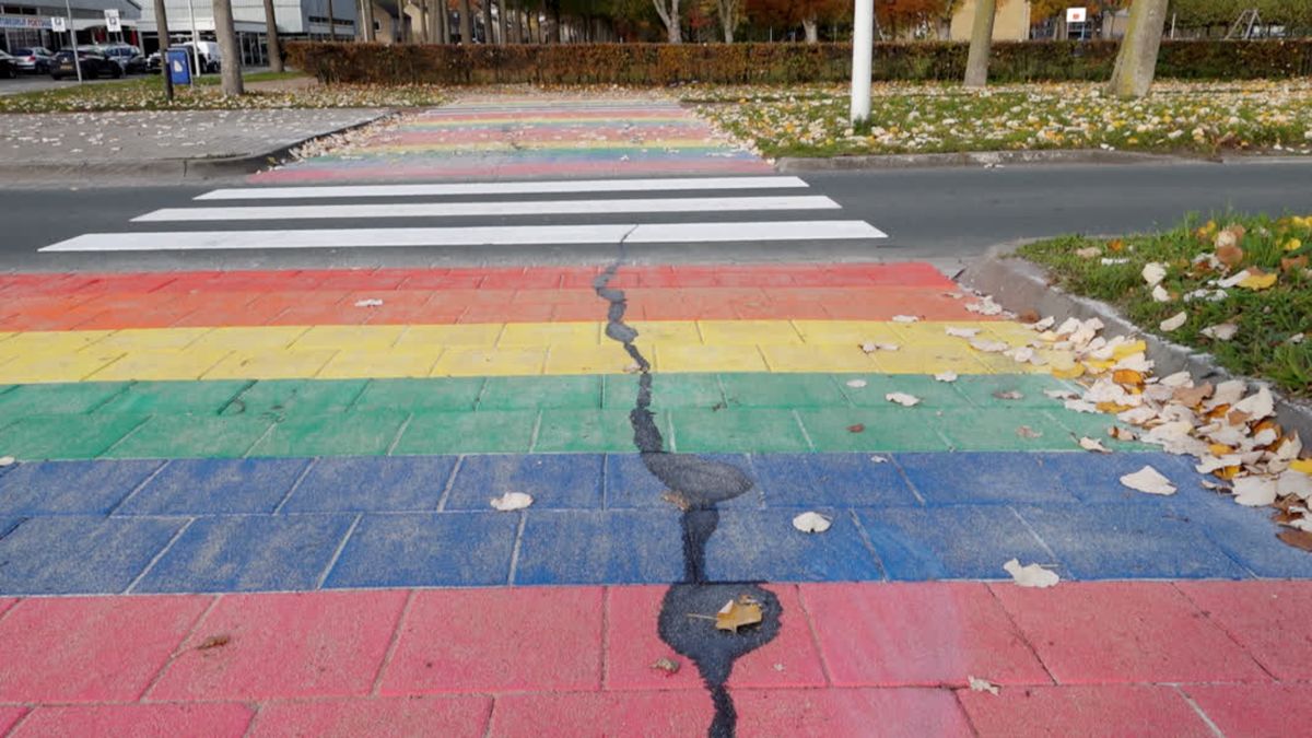 Regenboogpad voor zesde keer vernield, meteen nadat camera is weggehaald