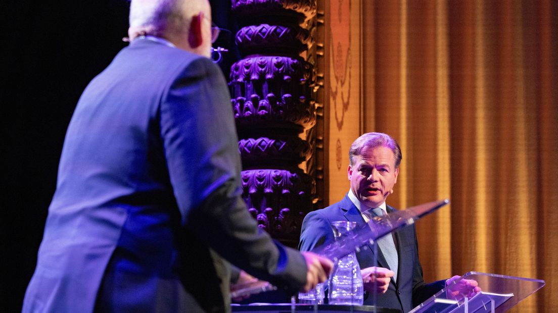 Frans Timmermans en Pieter Omtzigt tijdens het debat.