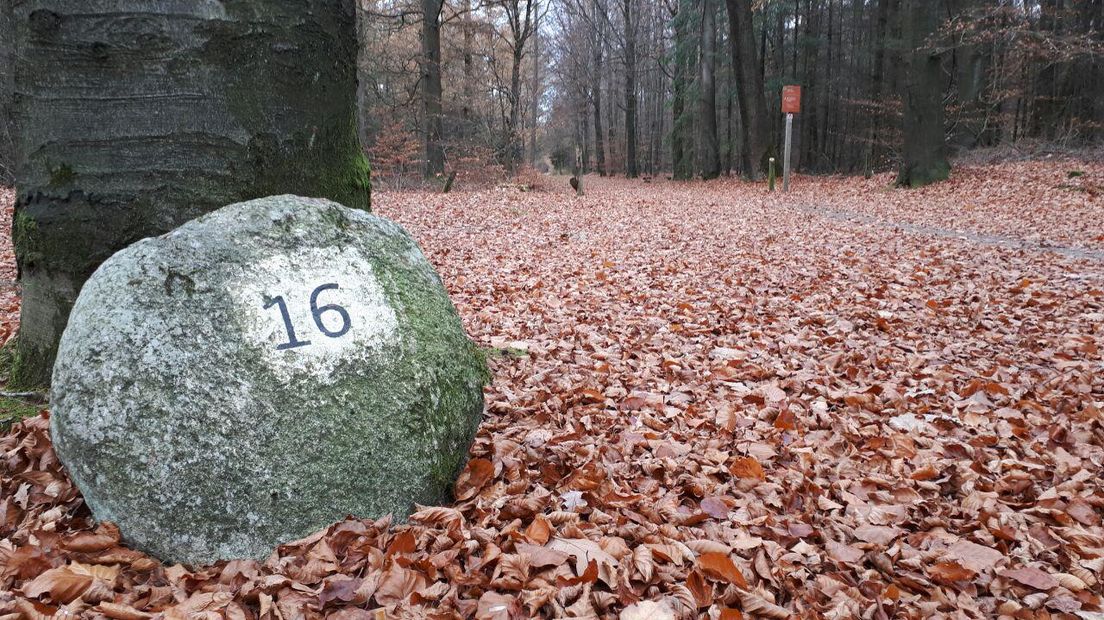 Een kei met een geverfd cijfer (Rechten: RTV Drenthe/Greetje Schouten)