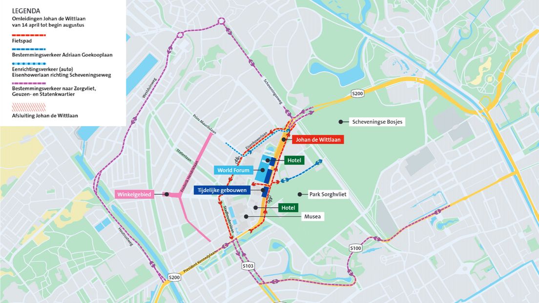 De lokale omleidingsroutes tijdens de afsluiting voor de NAVO-top
