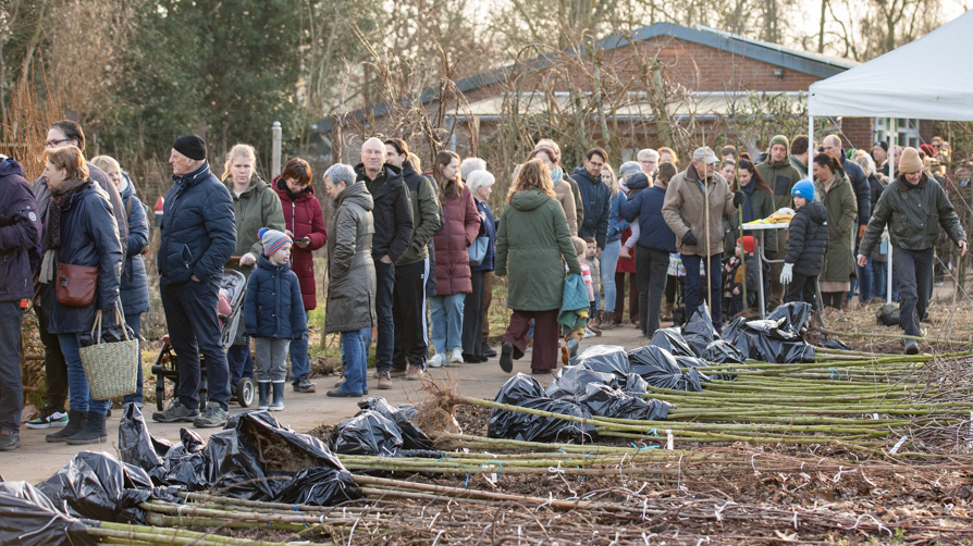 Lange rijen voor gratis struiken en bomen in Baarn