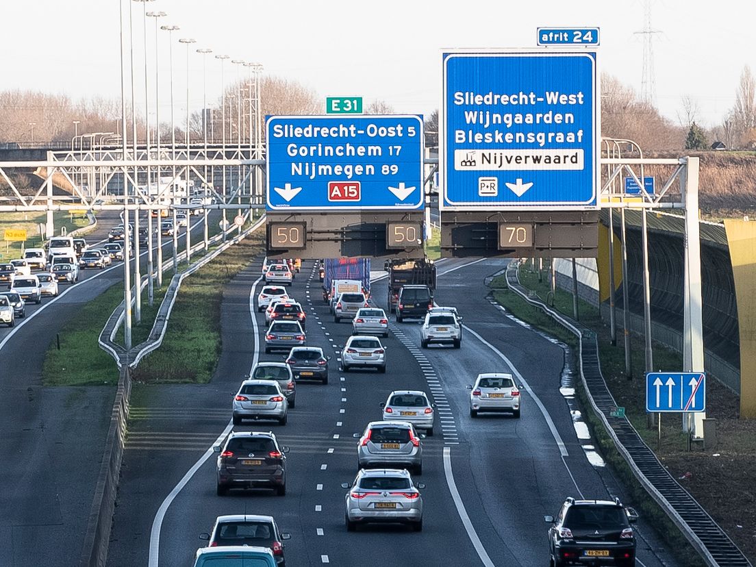 De A15 richting Gorinchem