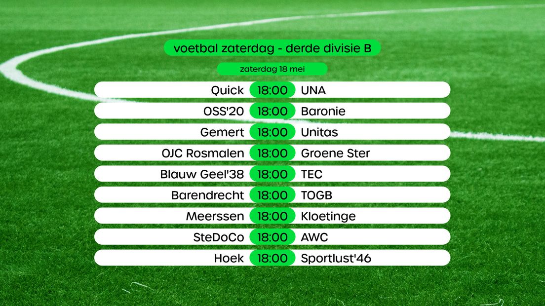 Programma Derde Divisie B, swipe voor stand