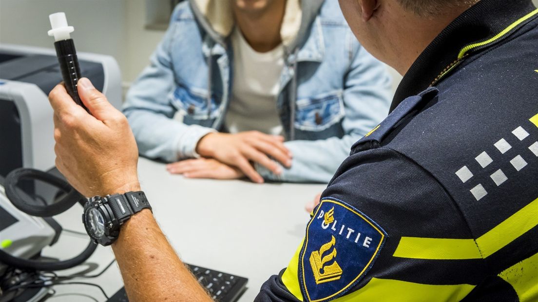 Blaastest op het politiebureau