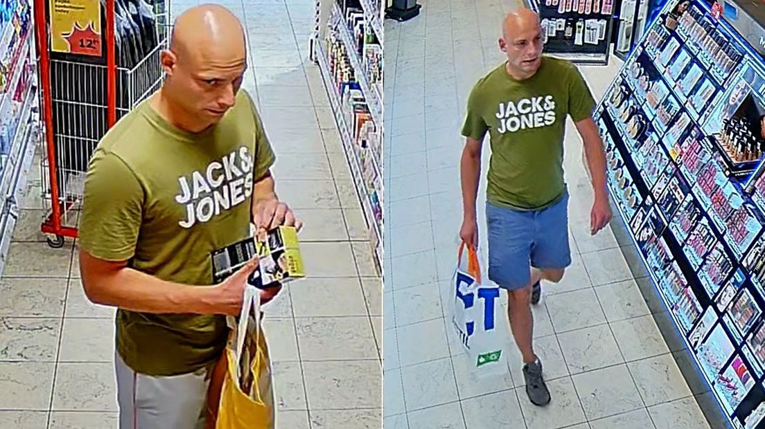 De politie zoekt deze man na winkeldiefstallen.