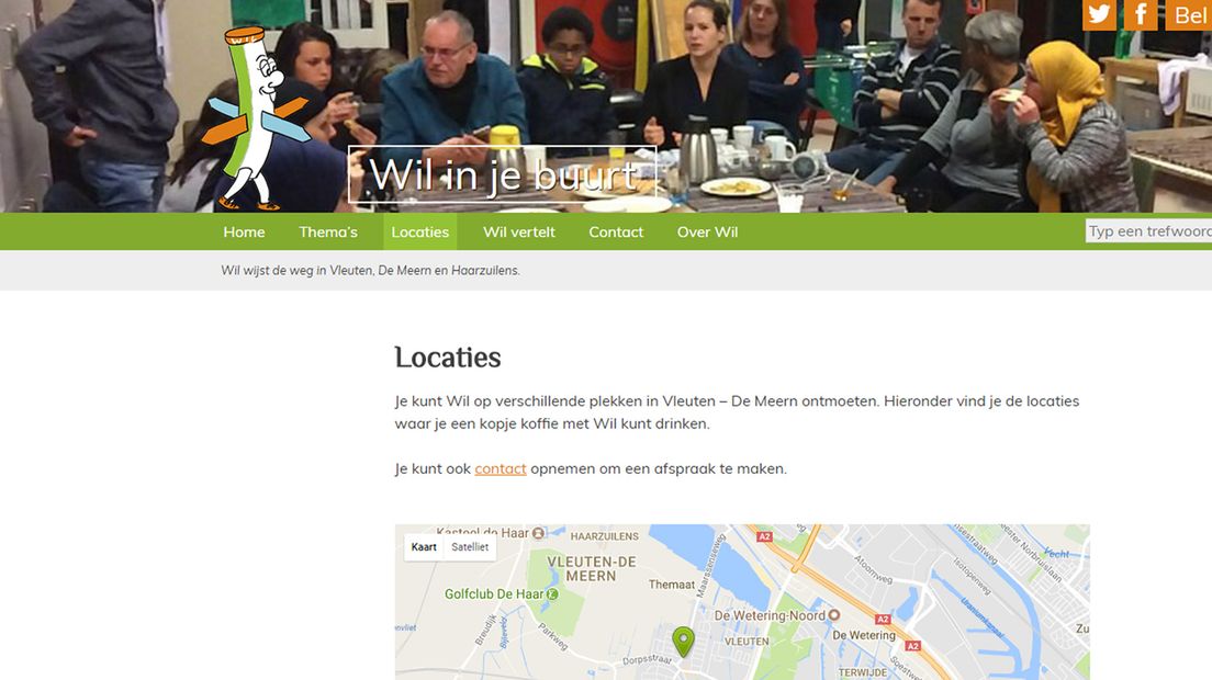 Screenshot van de website.