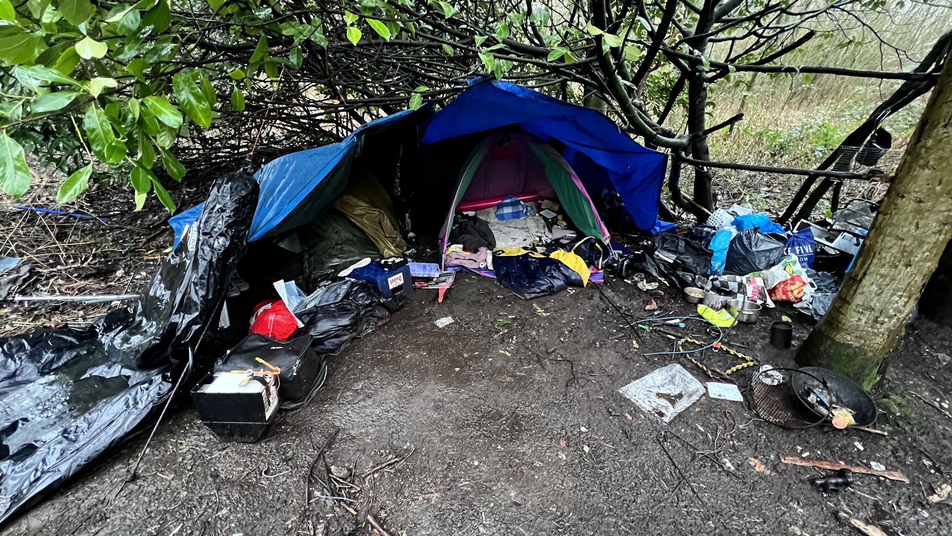 De tent van de man die zondag 15 januari overleed