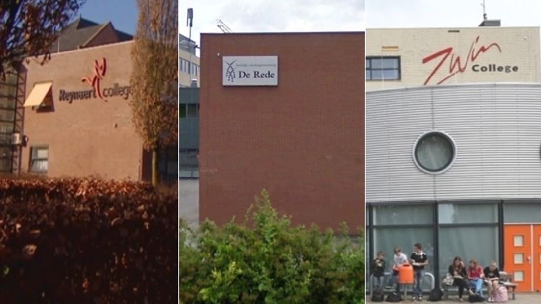 Compositiefoto van scholen in Zeeuws-Vlaanderen in de gevarenzone