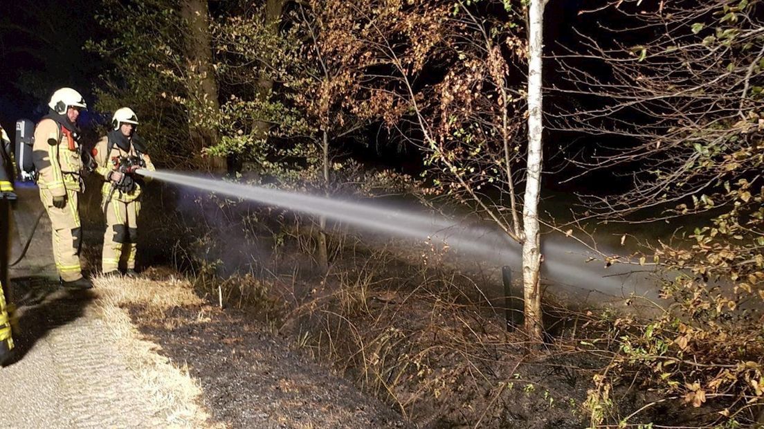 Buurtbewoners hebben een bermbrand in Langeveen geblust