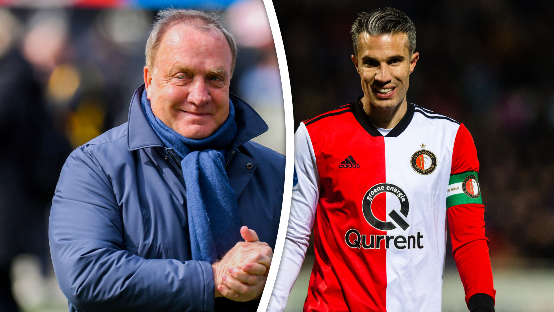 Dick Advocaat als trainer en Robin van Persie als speler van Feyenoord