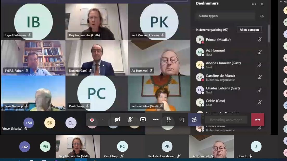 Screenshot van de digitale informatiebijeenkomst van de VRZ voor Zeeuwse raadsleden