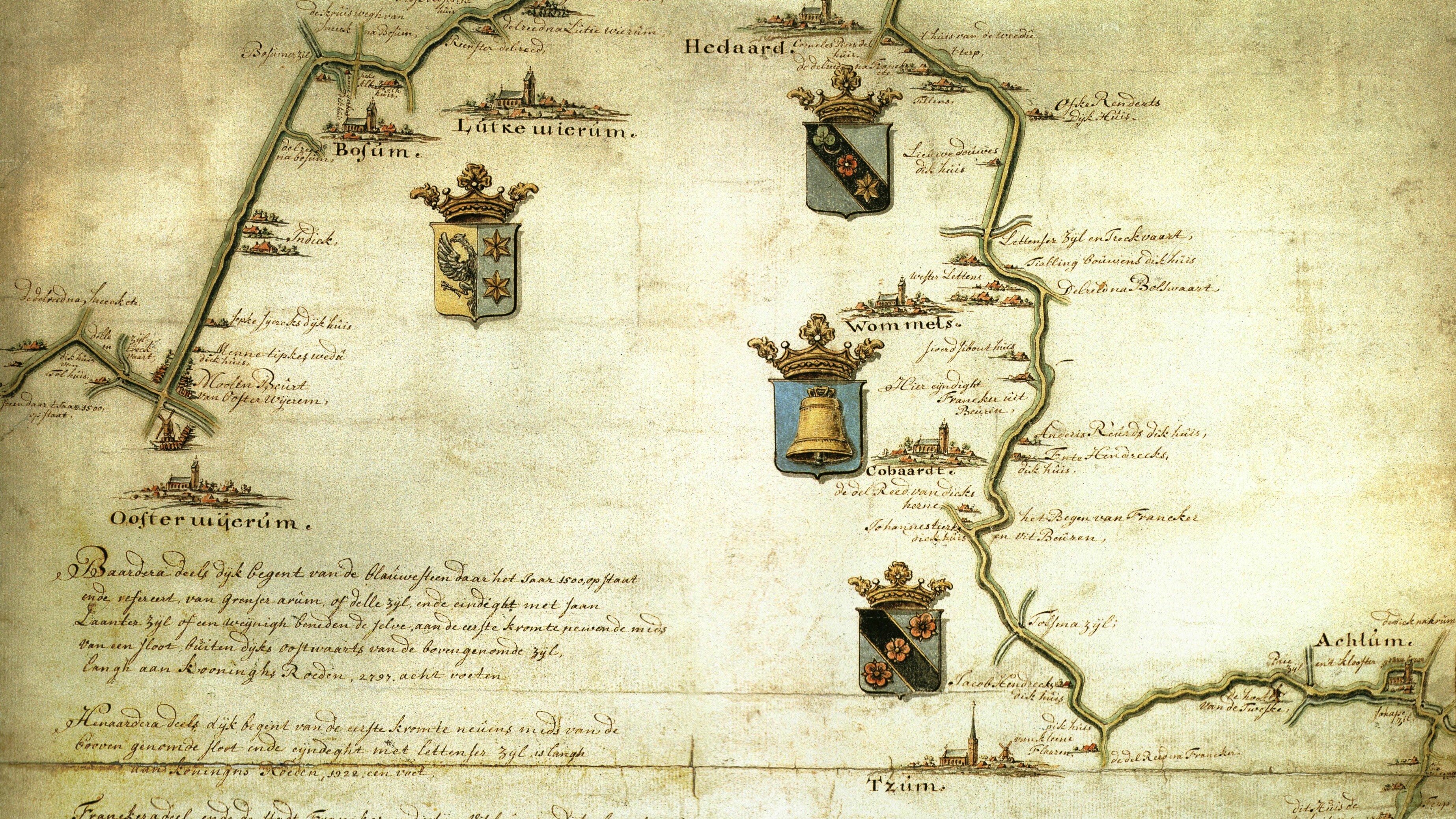In part fan in 18e-iuwske kaart fan de Slachtedyk, makke troch Pieter Idserts Portier (1698-1781)