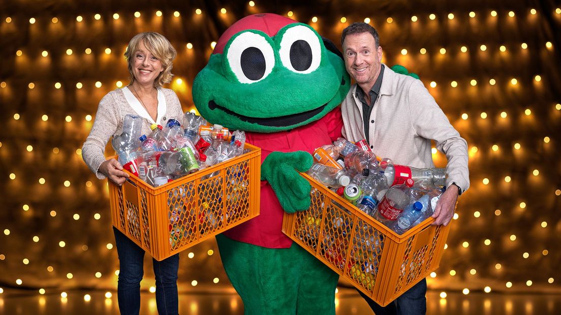 Presentatoren Angelique Krüger en Jochem van Gelder doen mee aan de actie.