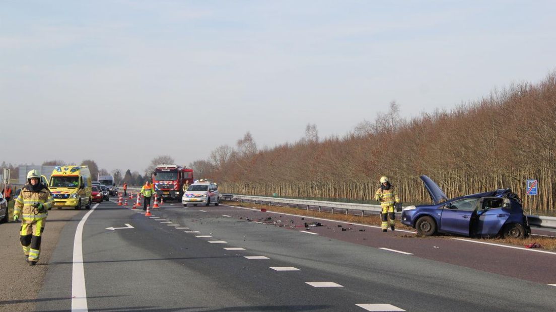 Ongeluk op de A32 bij Havelterberg (Rechten: Van Oost Media)