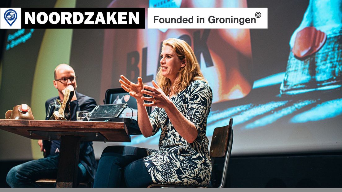 Christel Werkman tijdens Founder Talks met presentator Bart Breij