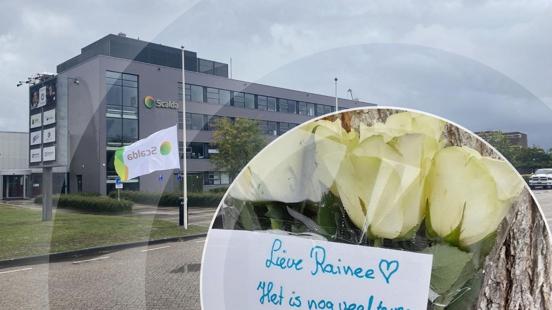 Bloemen, kaartjes en vlag halfstok bij Scada voor neergestoken mbo-student Rainee